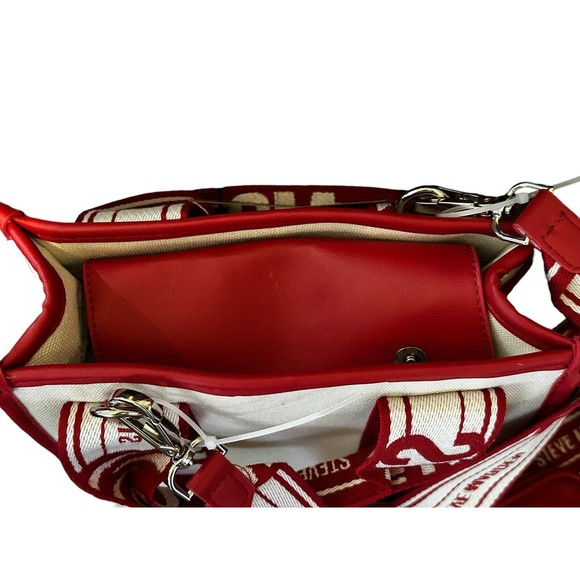 Steve Madden Tiktok Satchel Bwebber Creme Red Canvas Bag Tiktok Viral Purse NWT - Picture 11 of 16